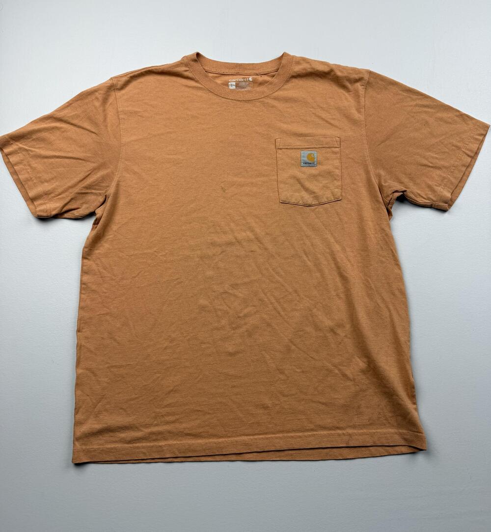 Carhartt Shirt Mens Large Orange Short Sleeve Pocket Tee Tagless Workwear